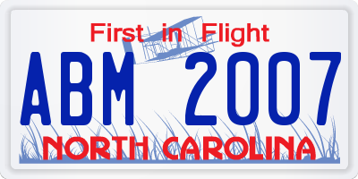 NC license plate ABM2007