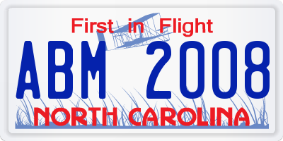 NC license plate ABM2008