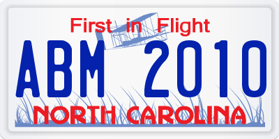 NC license plate ABM2010