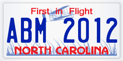 NC license plate ABM2012
