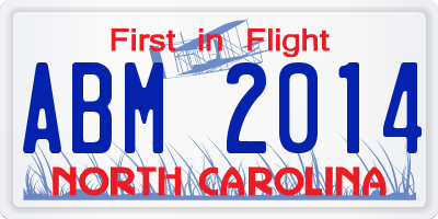 NC license plate ABM2014