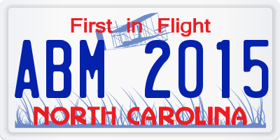 NC license plate ABM2015