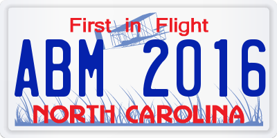 NC license plate ABM2016