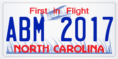 NC license plate ABM2017