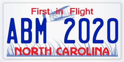 NC license plate ABM2020