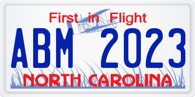 NC license plate ABM2023