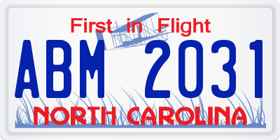NC license plate ABM2031
