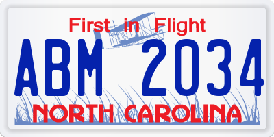 NC license plate ABM2034