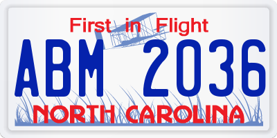 NC license plate ABM2036