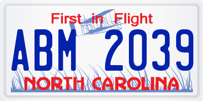 NC license plate ABM2039