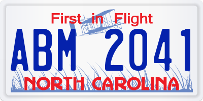 NC license plate ABM2041