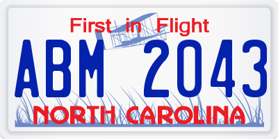 NC license plate ABM2043