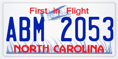 NC license plate ABM2053