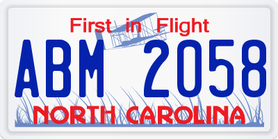 NC license plate ABM2058