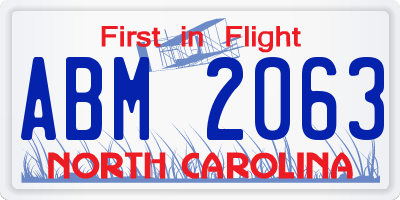 NC license plate ABM2063