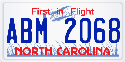 NC license plate ABM2068