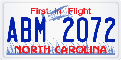 NC license plate ABM2072
