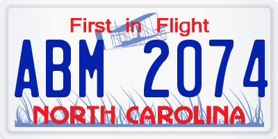 NC license plate ABM2074