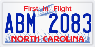 NC license plate ABM2083