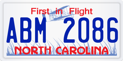 NC license plate ABM2086