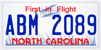 NC license plate ABM2089