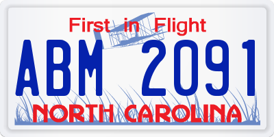 NC license plate ABM2091