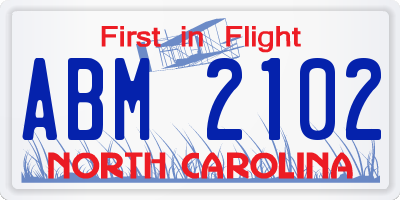 NC license plate ABM2102