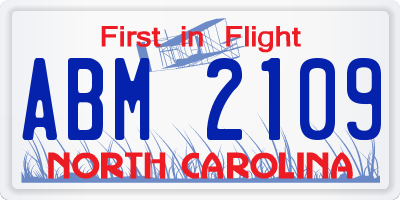 NC license plate ABM2109