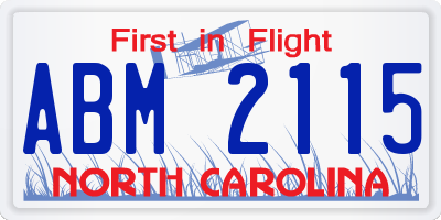 NC license plate ABM2115