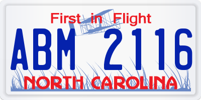 NC license plate ABM2116