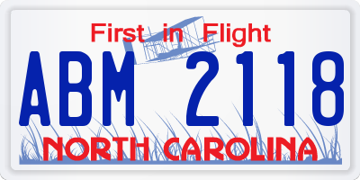 NC license plate ABM2118