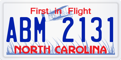 NC license plate ABM2131