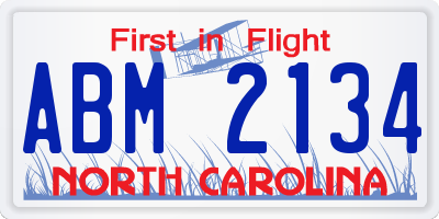 NC license plate ABM2134