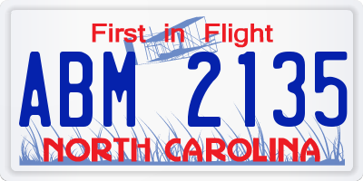 NC license plate ABM2135