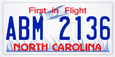 NC license plate ABM2136