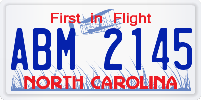 NC license plate ABM2145