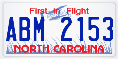 NC license plate ABM2153