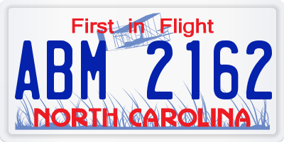 NC license plate ABM2162