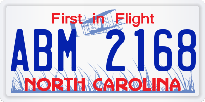 NC license plate ABM2168