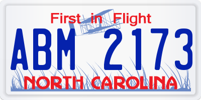 NC license plate ABM2173