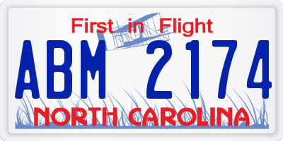 NC license plate ABM2174