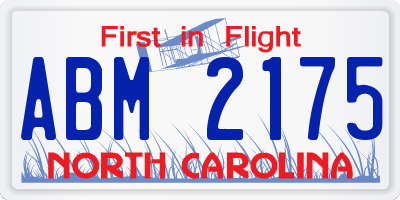 NC license plate ABM2175