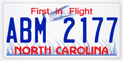 NC license plate ABM2177