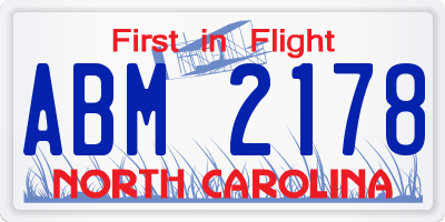 NC license plate ABM2178