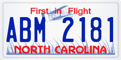 NC license plate ABM2181