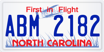 NC license plate ABM2182