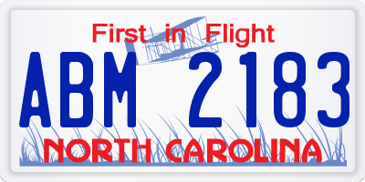 NC license plate ABM2183
