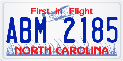 NC license plate ABM2185