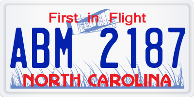 NC license plate ABM2187