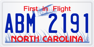NC license plate ABM2191